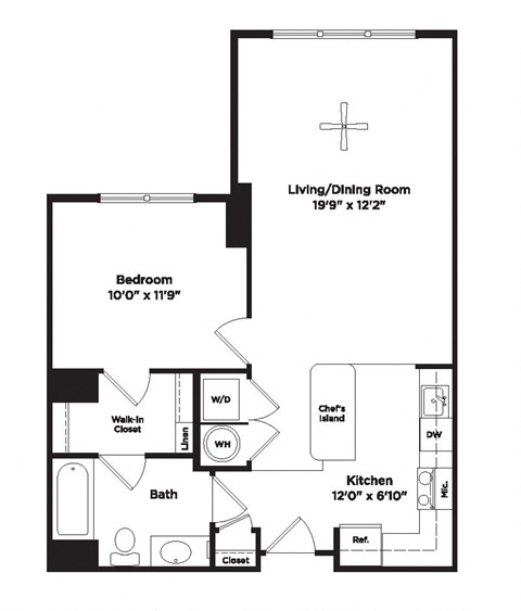 1 bed 1 bath A2a Floor Plan at 800 Carlyle, Alexandria, VA